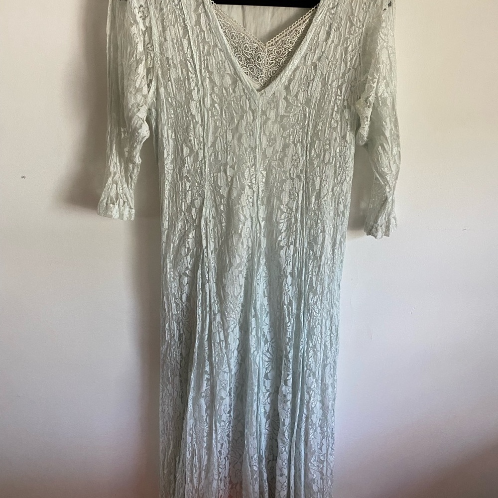 Nostalgia Lace Long Sleeve Dress in Pale‎ Blue Fairycore Cottagecore Feminine